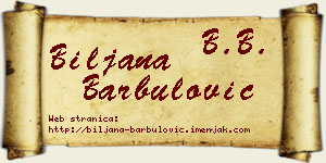 Biljana Barbulović vizit kartica